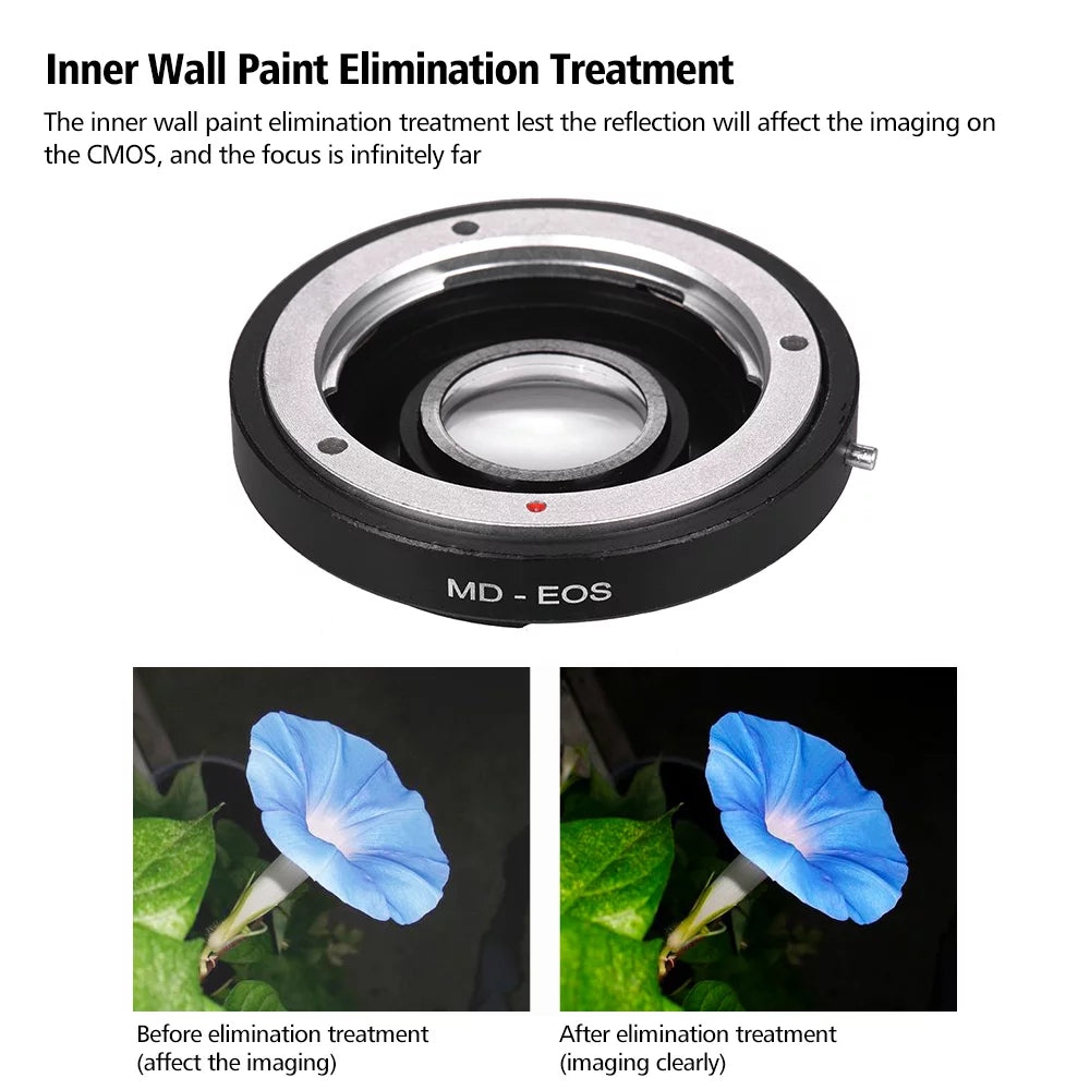 MD- Infinity Canon MD Camera Adapter Focus Mount to Ring Lens Corrective for EF Lens for Andoer Fit Lens Minolta with