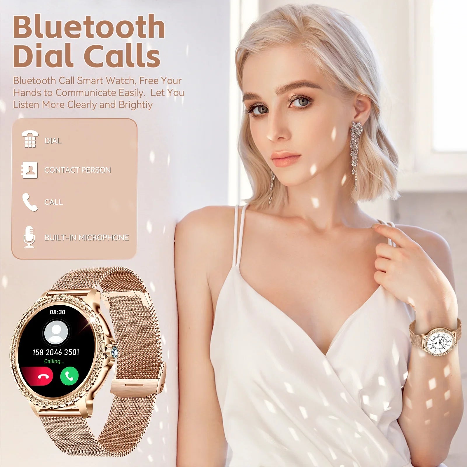 call Diamonds Smart Watches Women Bluetooth with