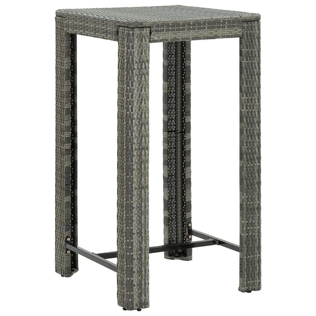 Table Gray Poly Andoer 23.8"x23.8"x43.5" Rattan Bar Garden