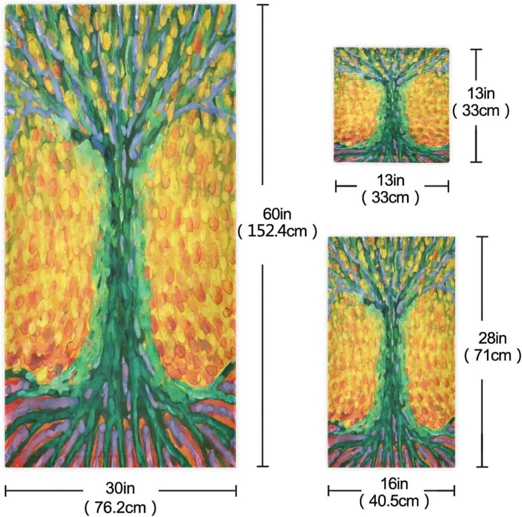 Bath Pack Quick 1 Bath Super Towel Washcloth) for Life Towel, Soft SKYSONIC Towel Set Bathroom, Cotton for Towel, Hand 1 Abstract Tree Towels (1 Dry and 3