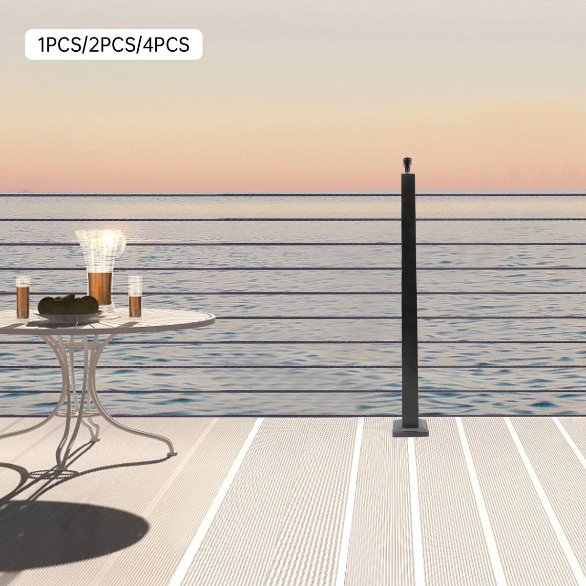 Pre-Drilled Cable Railing Post Fence 36''x2''x2'' Cable Wood for Square Level Railing Deck Two Post Sides System Stainless Steel Concrete Level