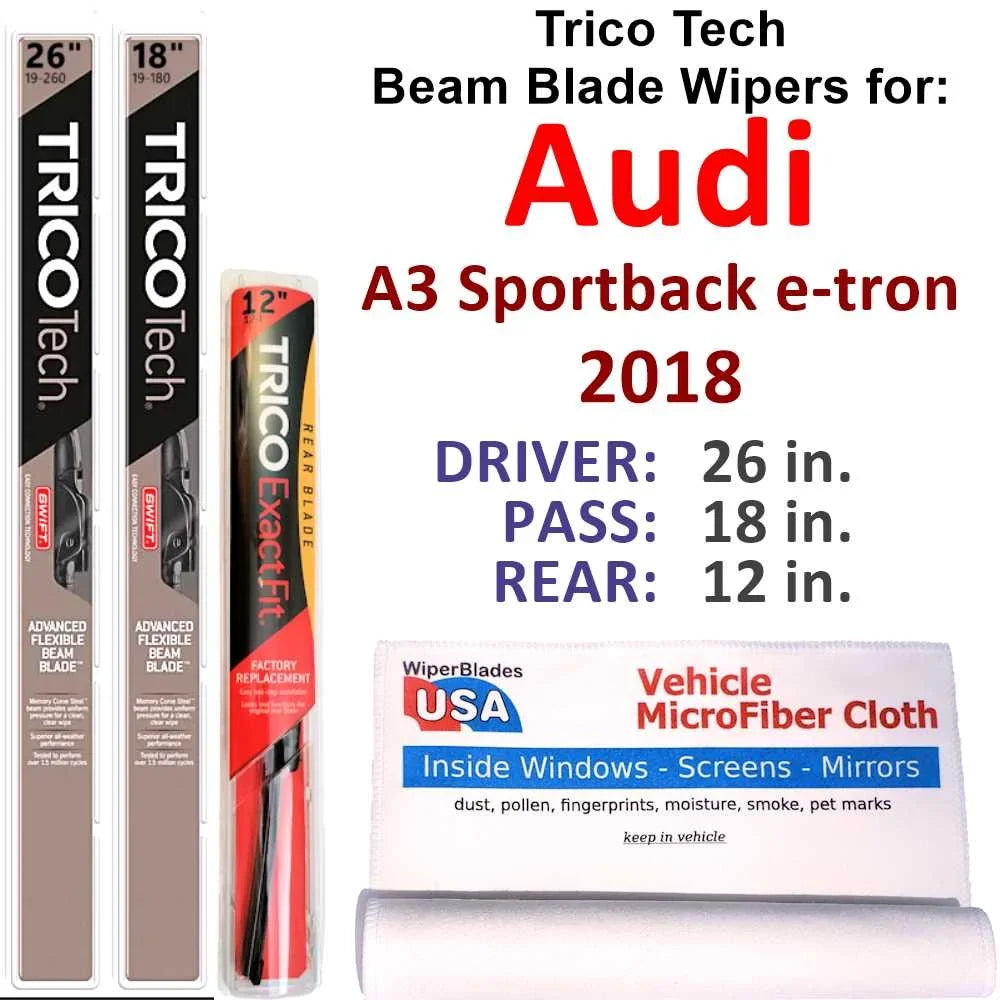 Blade of Wiper Beam w/Rear 3) Audi e-tron (Set A3 2018 Wipers Sportback