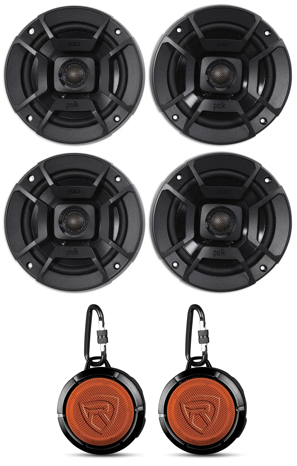 Rockville (2) Marine/ATV/Motorcycle/Boat Watt with Bundle (2) Speakers Audio RPB1 10 Polk Audio 5.25" DB522 600w Car