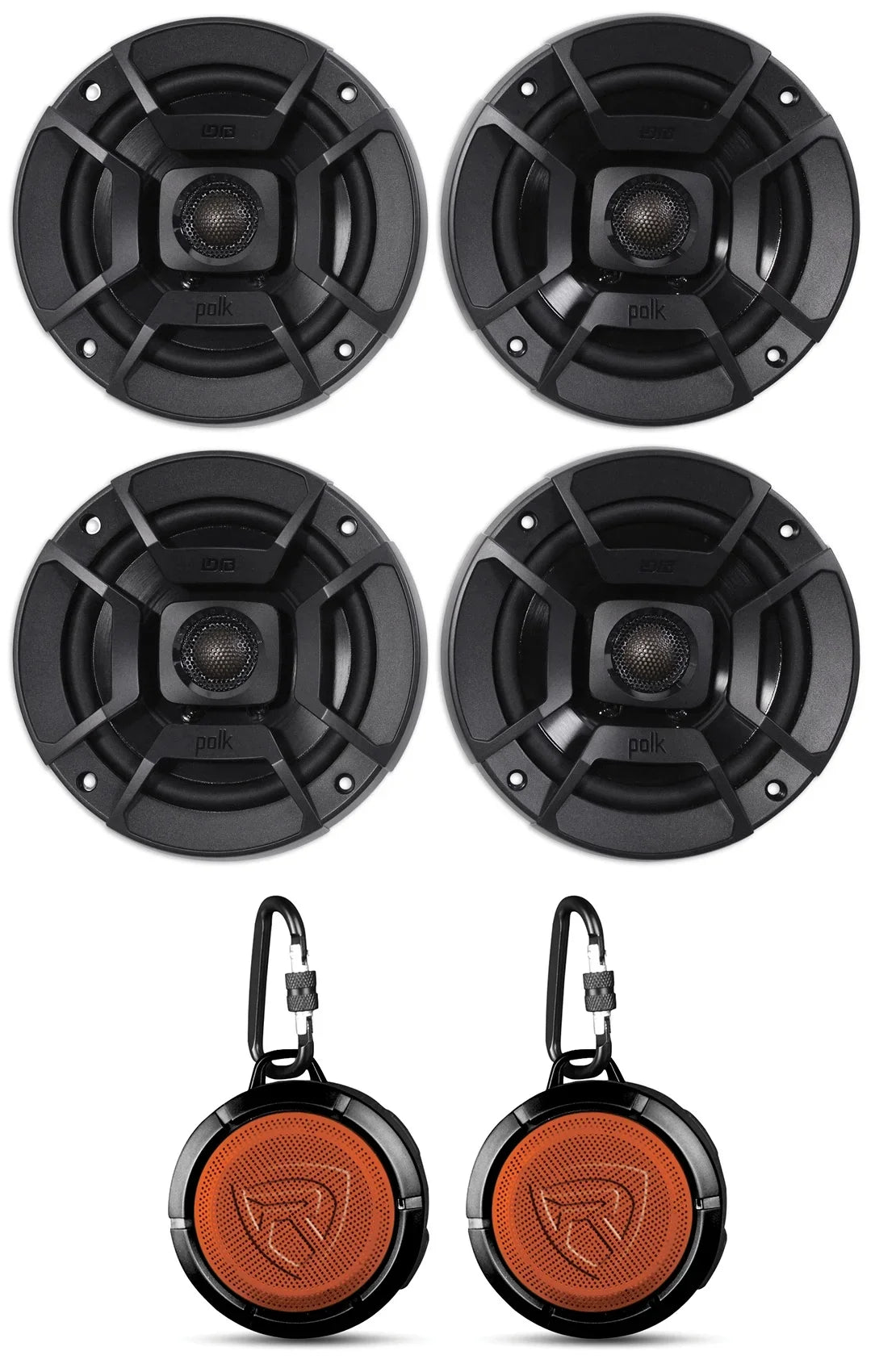 Rockville (2) Marine/ATV/Motorcycle/Boat Watt with Bundle (2) Speakers Audio RPB1 10 Polk Audio 5.25" DB522 600w Car