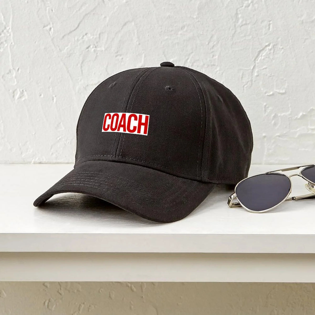 Printed Black CafePress Black Adjustable (Red) Cap - Hat Cotton Canvas Coach Baseball -
