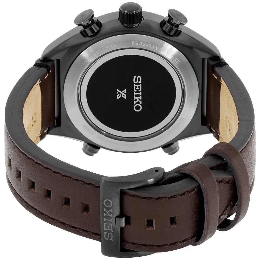 SSG015 Seiko Men's Ion Solar Prospex Black Sync Leather Watch Radio