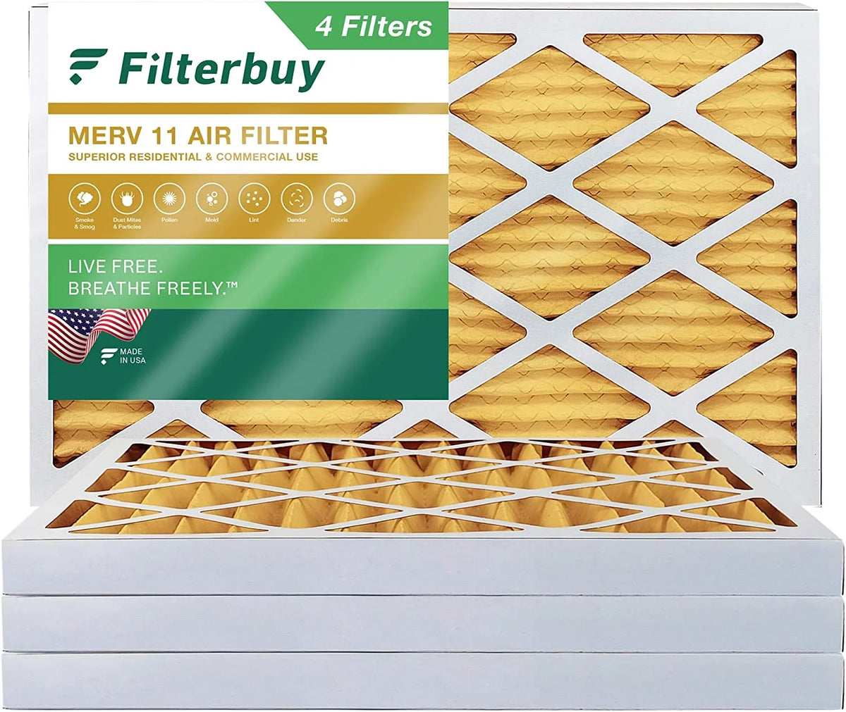 Furnace AC (4-Pack) MERV 11 Filters Filterbuy HVAC Pleated Air 12x36x2