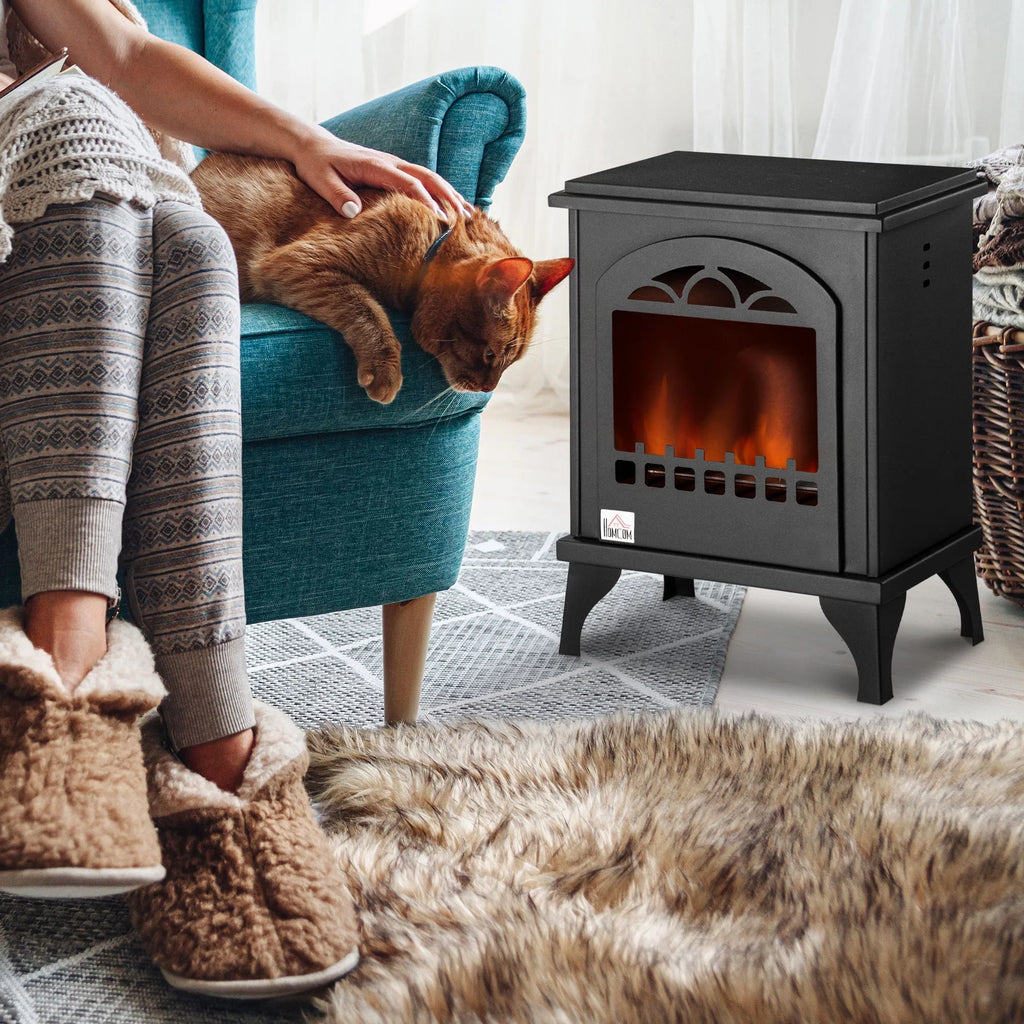 9.75" 0.4 470 Heater to Gal Sq. Fireplace, Ft., HOMCOM up Ethanol Hours, Freestanding 3 Stove Burns Black Max
