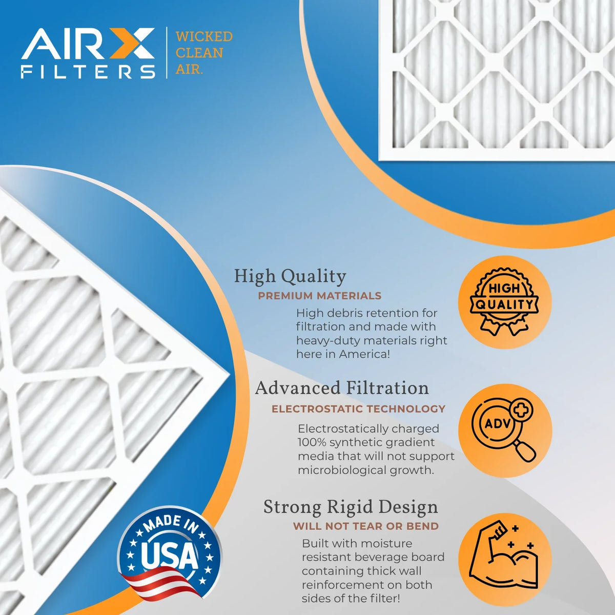 Pack by 700 to 5 Air Premium Furnace Filter Comparable MERV & MPR FILTERS Air Filter 6 Pleated Made Conditioner Filters AC 12x25x1 WICKED Electrostatic FPR CLEAN HVAC 12x25x1 8 USA AIRX AIR.