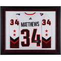Autographed White Deluxe Framed Maple NHL Auston Authentic Leafs Toronto All-Star Game 2022 Matthews Jersey