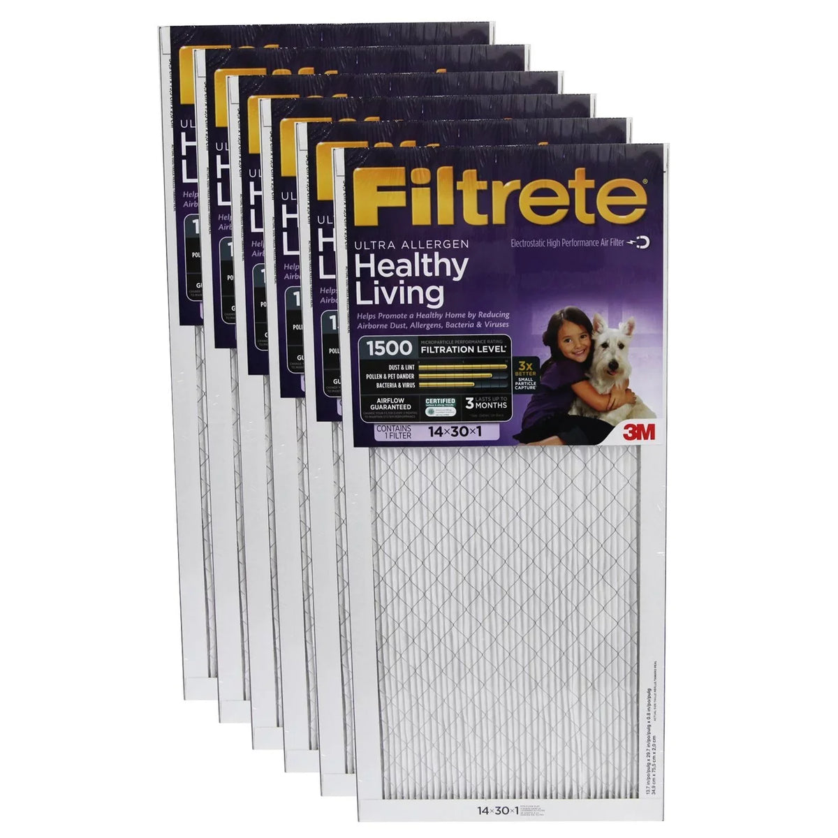 Ultra Allergen Filter 6-Pack Filtrete 14x30x1 3M