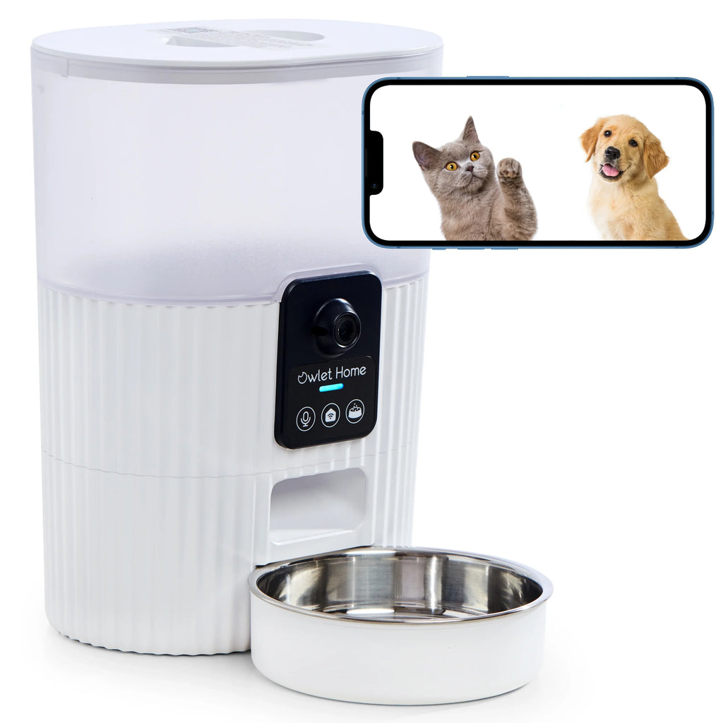 & Cats Automatic 1080P Works Assistant, with Fee Auto HD & Dogs Alert, Video, Feeder Audio, Owlet Night No with Monthly WiFi, Live Motion Smart for (3.5L), Vision, 2-Way Pet Home Camera Alexa