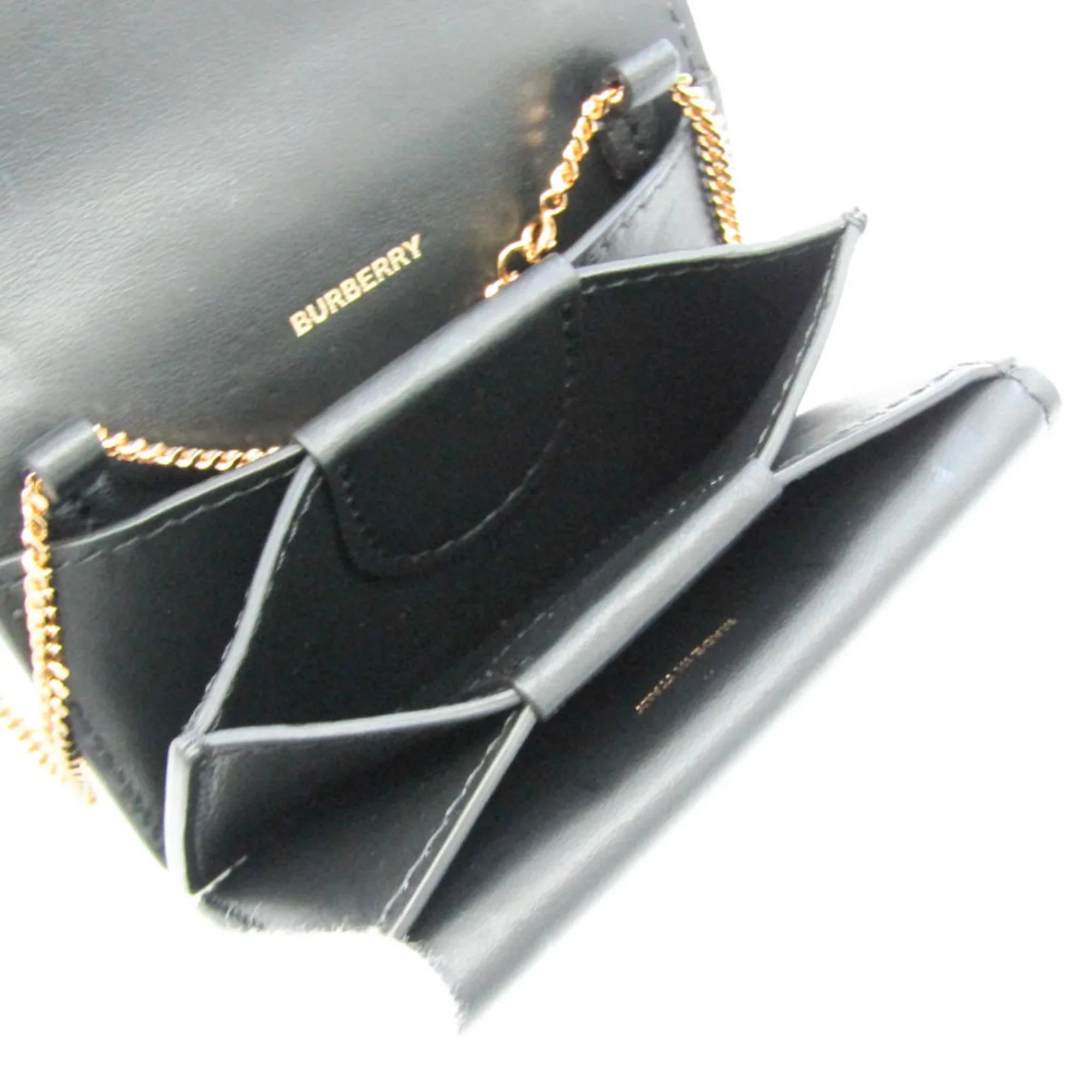 Case Leather Chain Card Case Coin 8011333 (Good) Pre-Owned Burberry Black