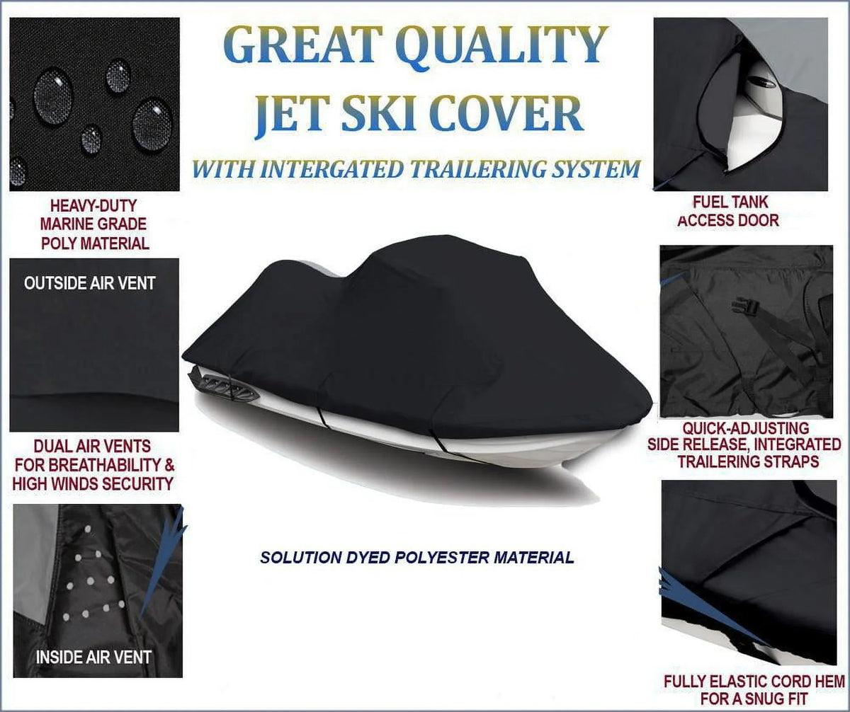 1-2 PWC Pro Polaris Cover 600D Compatible BLACK 2000 SKI 785 1999 for JET Seater