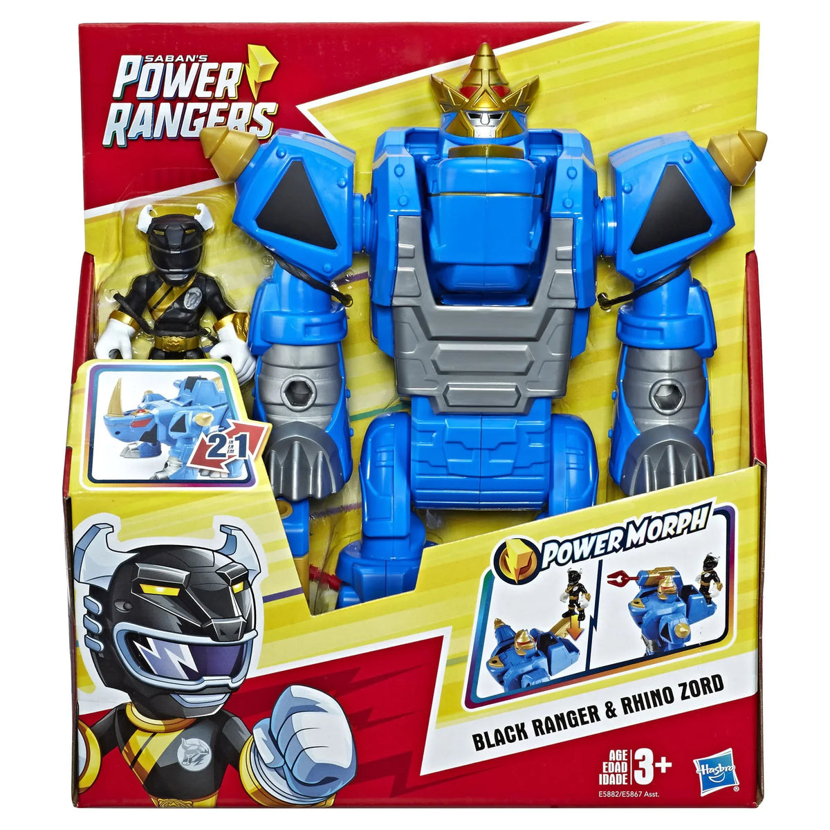 Morphin Heroes Rhino Power Black Ranger Playskool Rangers Zord & Zords